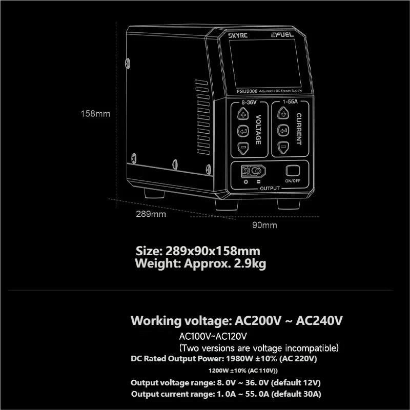 SKYRC PSU2000 1980W Adjustable - Drone Battery Charger avis et prix