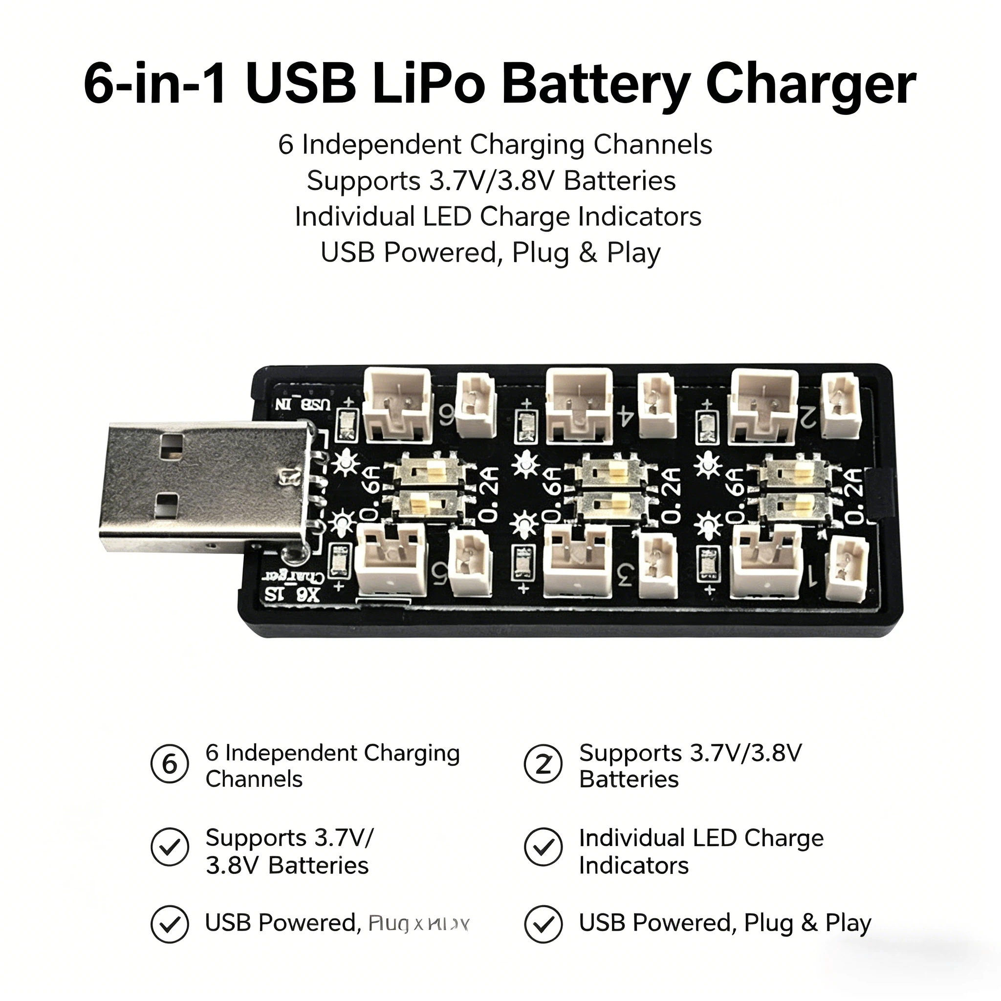 6-Channel 1S LiPo Battery Char - Drone Battery Adapter avis et prix