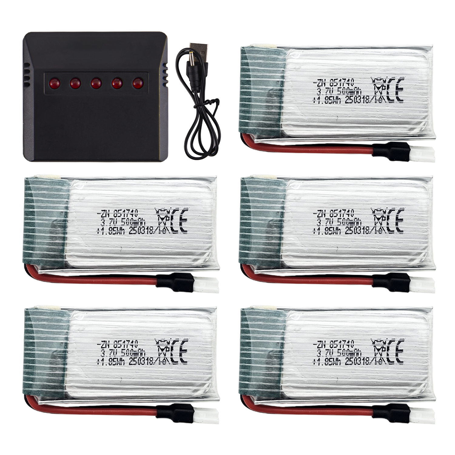 5Pcs 3.7V 500mAh LiPo Batterie - Drone Power Bank avis et prix