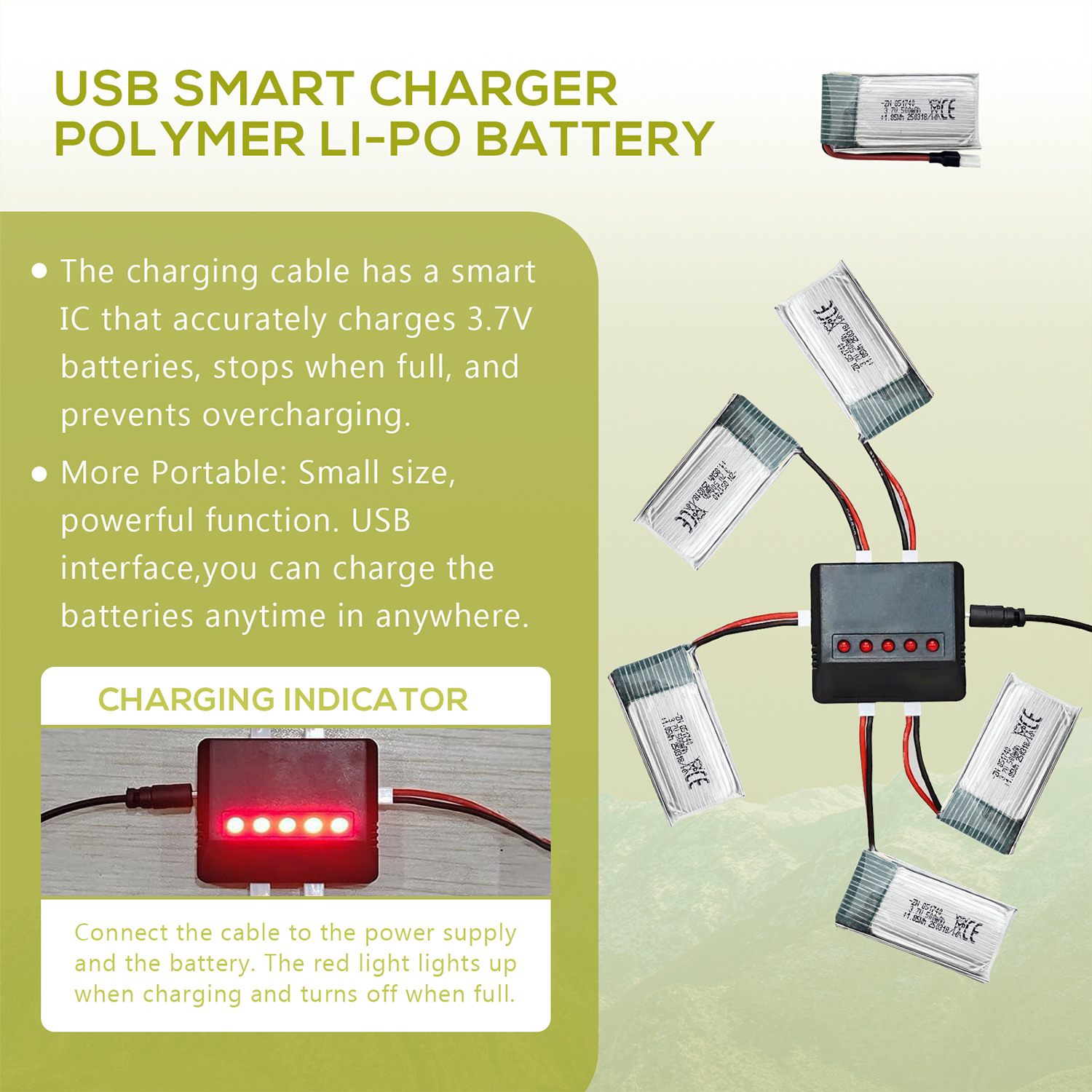 5Pcs 3.7V 500mAh LiPo Batterie - Drone Power Bank avis et prix